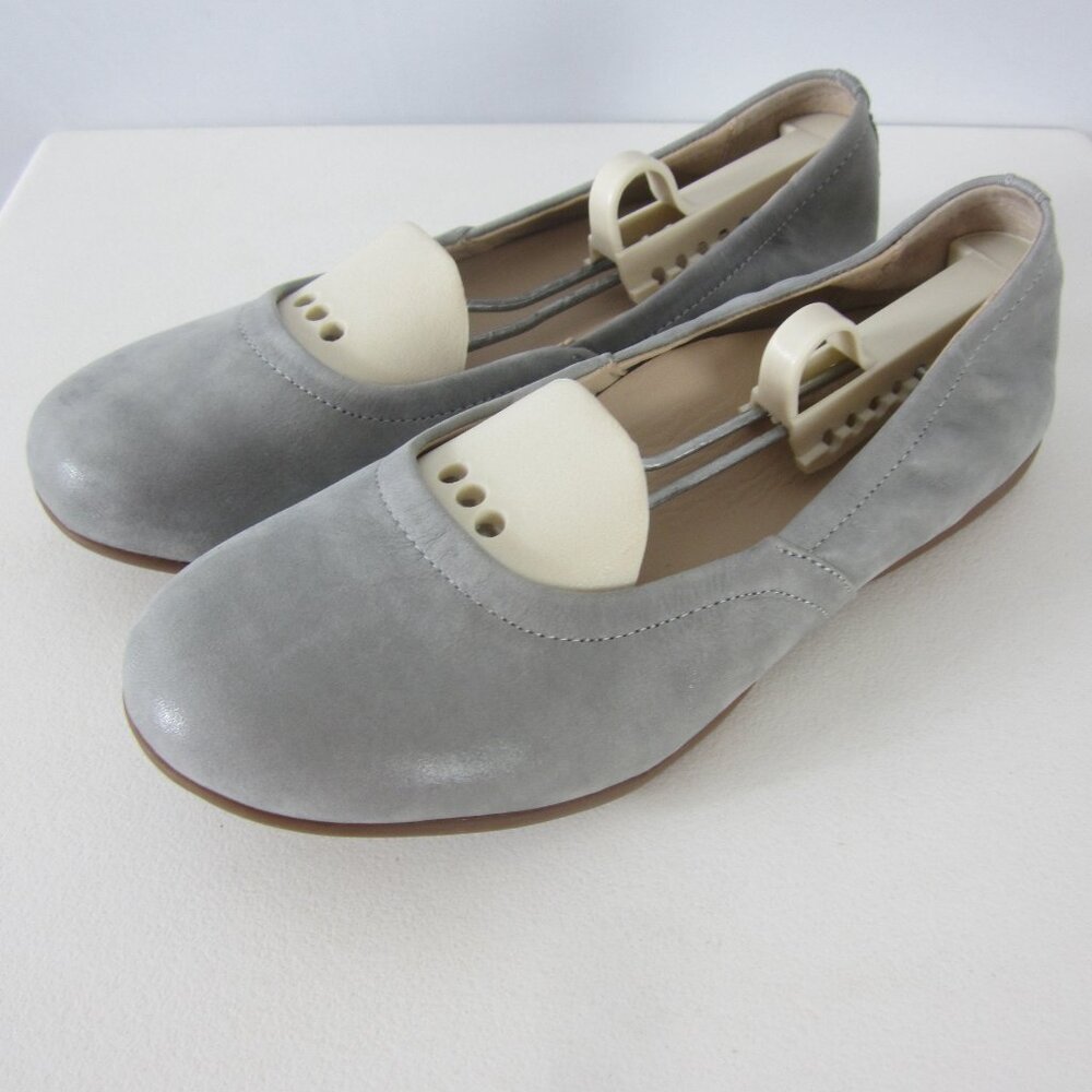 New Abeo Womens 7 M Grey Leather Slip On Ballet Flats Orthotic Footbed Support - Picture 2 of 12